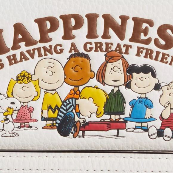 NWT CBN35 COACH x PEANUTS Long Zip Around Wallet Snoopy and Friends Chalk - Picture 5 of 6